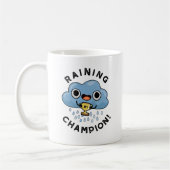 Raining Champ Funny Weather Rain Cloud Pun Koffiemok (Links)