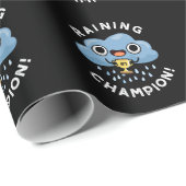 Raining Champ Grappig weer Regen Cloud Pun Dark BG Cadeaupapier (Rol Hoek)