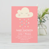 Raining Cloud Baby shower Invitation Kaart (Staand voorkant)