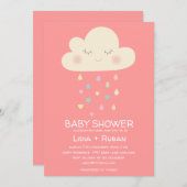 Raining Cloud Baby shower Invitation Kaart (Voorkant / Achterkant)