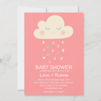 Raining Cloud Baby shower Invitation Kaart