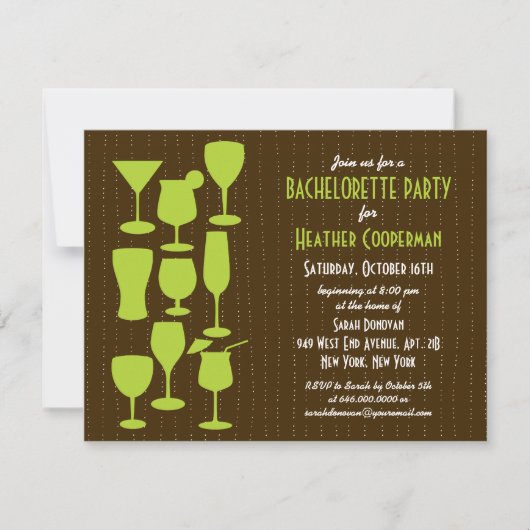 Raining Cocktails Bachelorette Party Invitation Kaart (Voorkant)