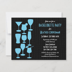 Raining Cocktails Bachelorette Party Invitation Kaart