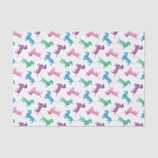 Raining Dachshunds Cute Pastel Colored Doxies Tissuepapier (Voorkant)