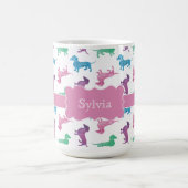 Raining Dachshunds Cute Pastel Doxies Koffiemok (Center)