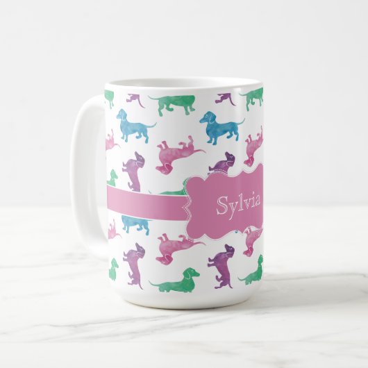 Raining Dachshunds Cute Pastel Doxies Koffiemok (Voorkant links)