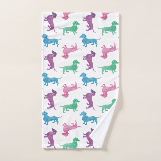 Raining Dachshunds Waterverf Pattern Bad Handdoek (Handdoek)