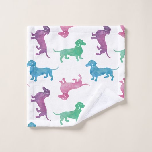 Raining Dachshunds Waterverf Pattern Bad Handdoek (Wasdoekje)