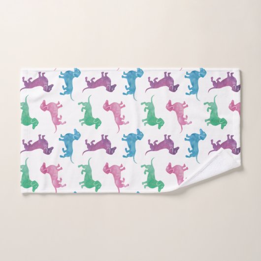Raining Dachshunds Waterverf Pattern Bad Handdoek (Handdoek)
