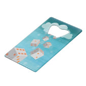 Raining Dice CC Bottle Open Creditkaart Flessenopener (Voorkant Gekanteld)