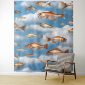 Raining Fish Wandkleed (In situ)