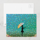 Raining Flowers by PawPapaya Briefkaart (Voorkant / Achterkant)