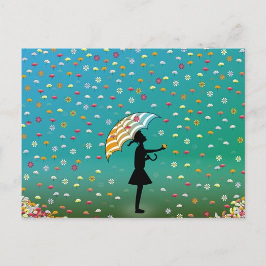 Raining Flowers by PawPapaya Briefkaart (Voorkant)