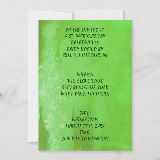 Raining Green Beer op Leprechaun Fun Uitnodigingen (Achterkant)
