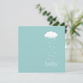 Raining Hearts Aqua Baby shower-uitnodiging Kaart (Staand voorkant)
