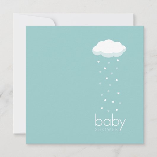 Raining Hearts Aqua Baby shower-uitnodiging Kaart (Voorkant)