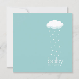 Raining Hearts Aqua Baby shower-uitnodiging Kaart