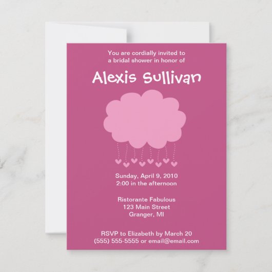 Raining Hearts Bridal Shower Invitations Kaart (Voorkant)