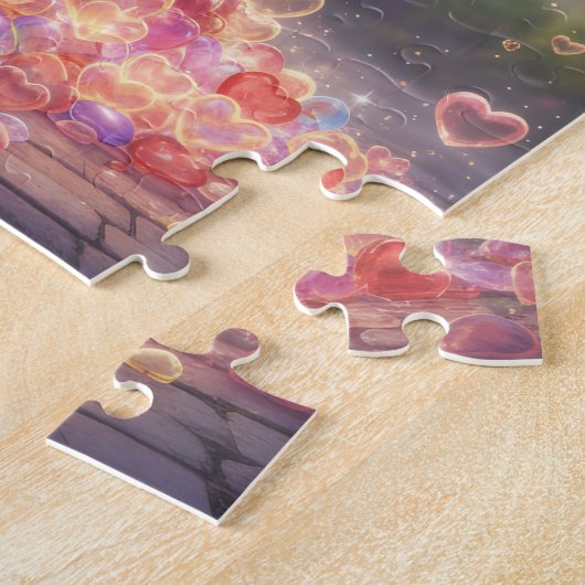 Raining Hearts Colorful umbrella Legpuzzel (Zijkant)