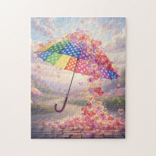 Raining Hearts Colorful umbrella Legpuzzel (Verticaal)