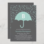 Raining Love Bridal Shower Invitation (blauw) Kaart (Voorkant / Achterkant)