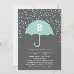 Raining Love Bridal Shower Invitation (blauw) Kaart