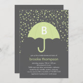 Raining Love Bridal Shower Invitation (groen) Kaart (Voorkant / Achterkant)