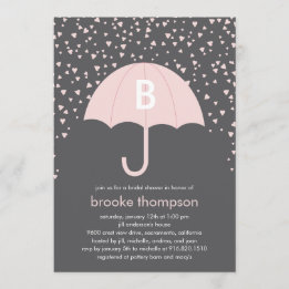 Raining Love Bridal Shower Invitation (roze) Kaart
