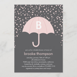 Raining Love Bridal Shower Invitation (roze) Kaart