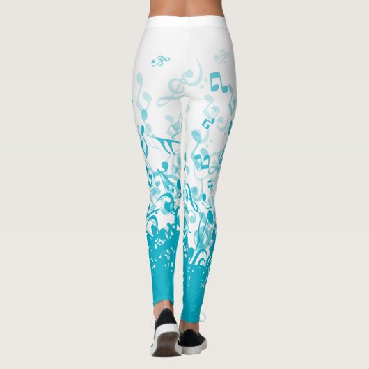 Raining Muzieknoten Aqua Leggings (Achterkant)
