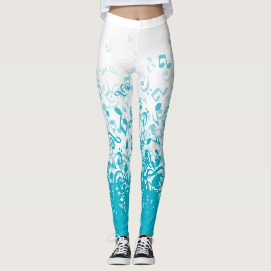 Raining Muzieknoten Aqua Leggings (Voorkant)