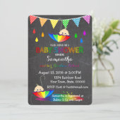 Raining Rainbow Babies Twin Baby shower Invitation Kaart (Staand voorkant)