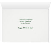 Raining Shamrocks Gnome St Patrick's Day Kaart (Binenzijde Horizontaal (Onderkant))