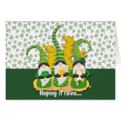 Raining Shamrocks Gnome St Patrick's Day Kaart (Voorkant Horizontaal)