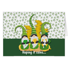 Raining Shamrocks Gnome St Patrick's Day Kaart