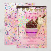 Raining Sprinkles Candy Land Zoete 16 Uitnodiginge Kaart (Voorkant / Achterkant)