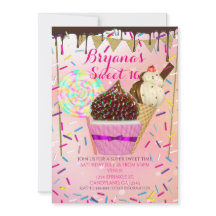Raining Sprinkles Snoep Land Sweet 16 Uitnodiginge