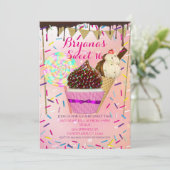 Raining Sprinkles Snoep Land Sweet 16 Uitnodiginge Kaart (Staand voorkant)