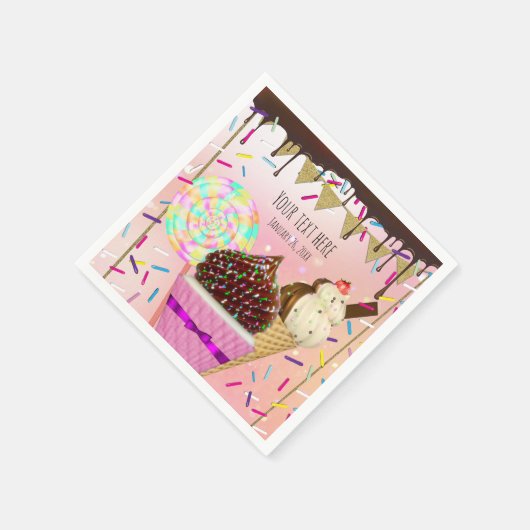 Raining Sprinkles Snoep Land Sweets Party Servet (Hoek)