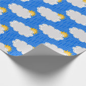 Raining Sunshine Clouds Patroon Design Blauw Cadeaupapier (Hoek)