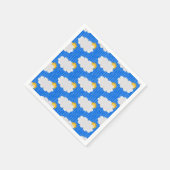 Raining Sunshine Clouds Patroon Design Blauw Servet (Hoek)