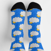 Raining Sunshine Clouds Patroon Design Blauw Sokken (Top)