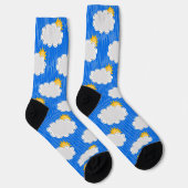 Raining Sunshine Clouds Patroon Design Blauw Sokken (Rechts)