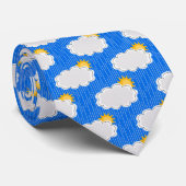 Raining Sunshine Clouds Patroon Design Blauw Stropdas (Opgerold)