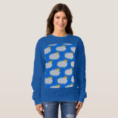 Raining Sunshine Clouds Patroon Design Blauw Trui (Voorkant volledig)