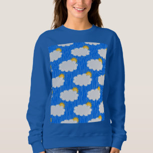 Raining Sunshine Clouds Patroon Design Blauw Trui