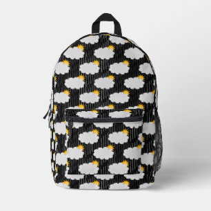 Raining Sunshine Clouds Patroon Design Zwart Bedrukte Rugzak