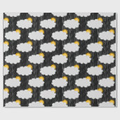 Raining Sunshine Clouds Patroon Design Zwart Cadeaupapier (Vlak)
