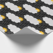 Raining Sunshine Clouds Patroon Design Zwart Cadeaupapier (Hoek)