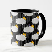 Raining Sunshine Clouds Patroon Design Zwart Mok